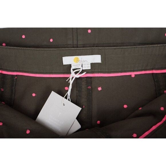 Boden Womans Chino Skirt UK 14R US 10R Army Green Pink Polka Dots NWT - Picture 7 of 7
